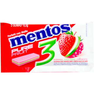 Goma de Mascar Mentos Pure 3 Morango 5Un