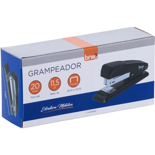 Grampeador BRW Preto 20 Folhas 11,5cm