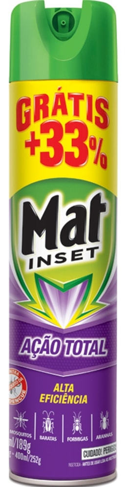Inseticida Aerossol Mat Inset Ação Tripla 360 ml Grátis 33% - Destro