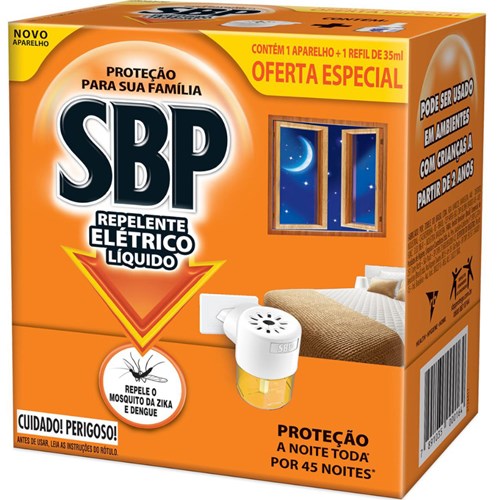 Inseticida Elétrico SBP 45 Noites + Refil 35ml Promocional