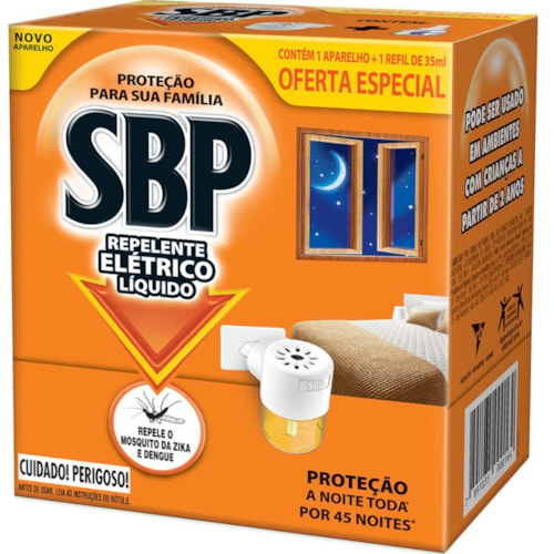 Inseticida Elétrico SBP 45 Noites + Refil 35ml Promocional