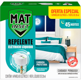 Inseticida Mat Inset Refil Repelente Elétrico 45 Noites