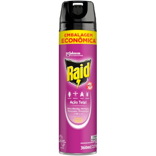 Inseticida Raid Ação Total Aerossol 360ml Embalagem Econômica