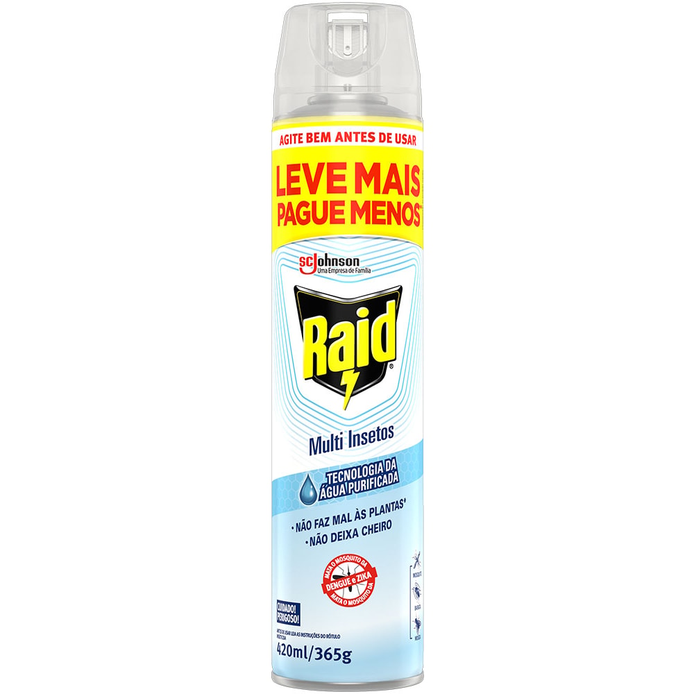 Raid Multi Insetos Inseticida Raid Aerossol Multi-Insetos Base de Água 420ml - Destro