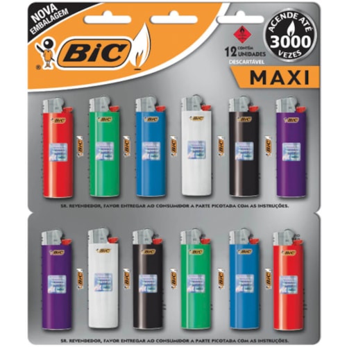 Isqueiro Bic Maxi Cartela 12 unidades