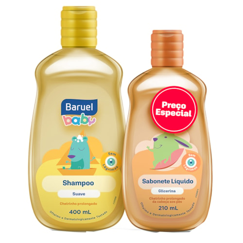 Kit Baruel Baby Shampoo 400ml Sabonete Líquido 210ml Destro 