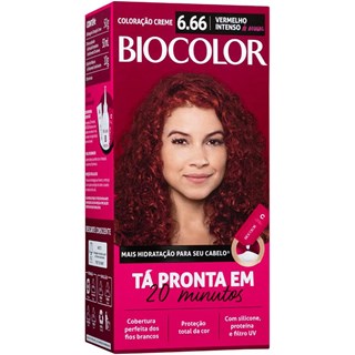 Kit Coloração Biocolor Creme Vermelho Intenso 6.66