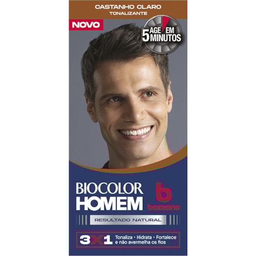 Kit Coloração Biocolor Homem Bozzano Cor Castanho Médio - Destro