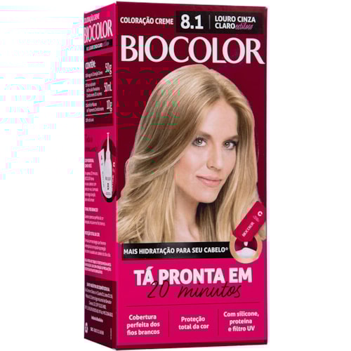 Kit Coloração Biocolor Louro Cinza Claro 8.1