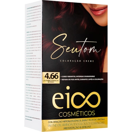 Kit Coloração Eico Seu Tom - Castanho Vermelho Intenso 4.66