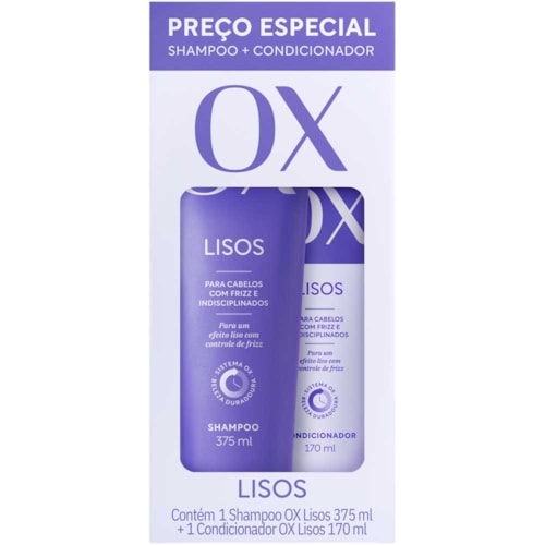 Kit de Cabelos Lisos Shampoo 375ml Condicionador 170ml
