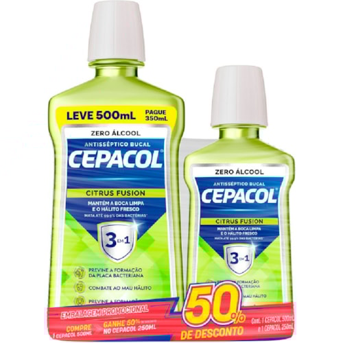 Kit Enxaguante Bucal Cepacol Citrus Fusion 500ml+250ml Promo