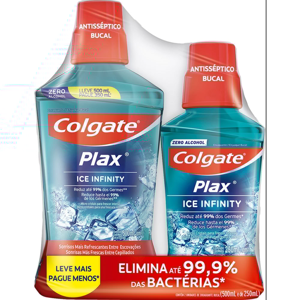 Kit Enxaguante Colgate Plax Ice Infinity Zero Álcool Leve 500ml Pague ...