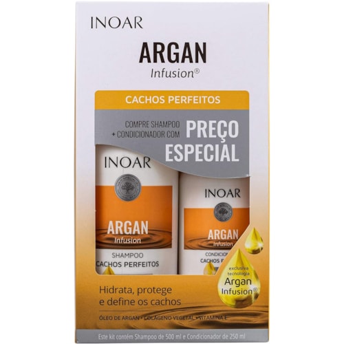Kit Inoar Argan Shampoo + Condicionador Cachos Perfeitos 500ml