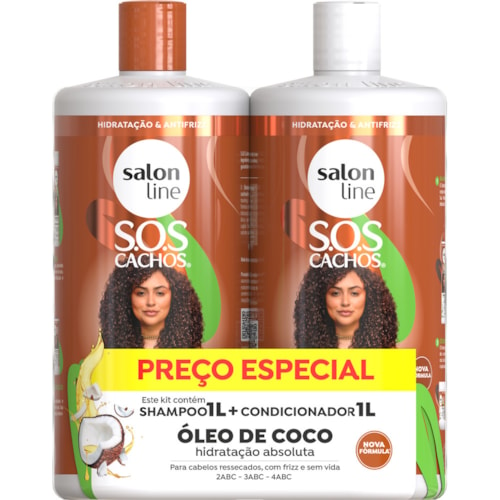 Kit Para Cabelos Salon Line SOS Cachos Óleo de Coco 1L