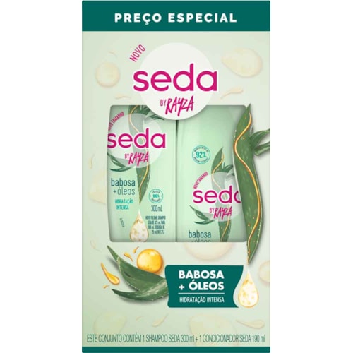 Kit Para Cabelos Seda Babosa e Óleos Shampoo 300ml+Condicionador 190ml