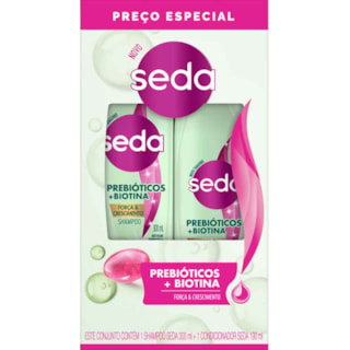 Kit Para Cabelos Seda Prebióticos e Biotina Shampoo 300ml+Condicionado