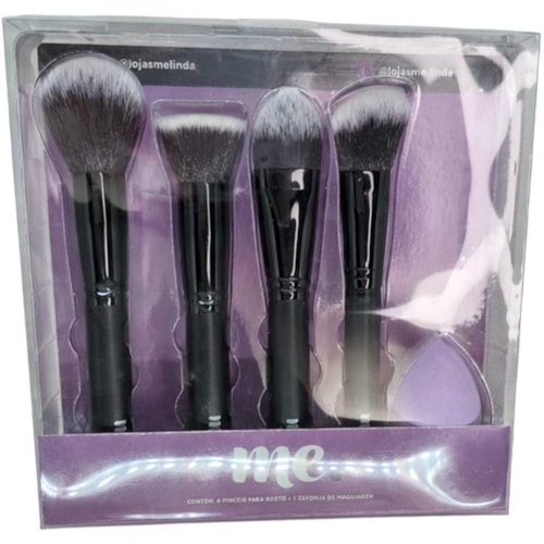 Kit Pincéis 4Un + Esponja Me. Para Rosto