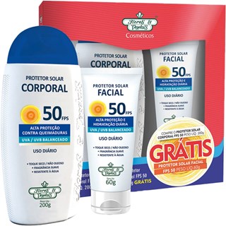 Kit Protetor Solar FPS 50 Facial e Corporal Flores & Vegetais