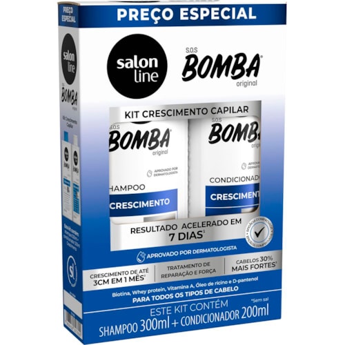 Kit Salon Line SOS Bomba Crescimento Capilar Sh 300ml + Cond 200ml