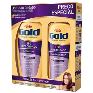 Kit Shampoo e Condicionador Niely Gold Liso Prolongado