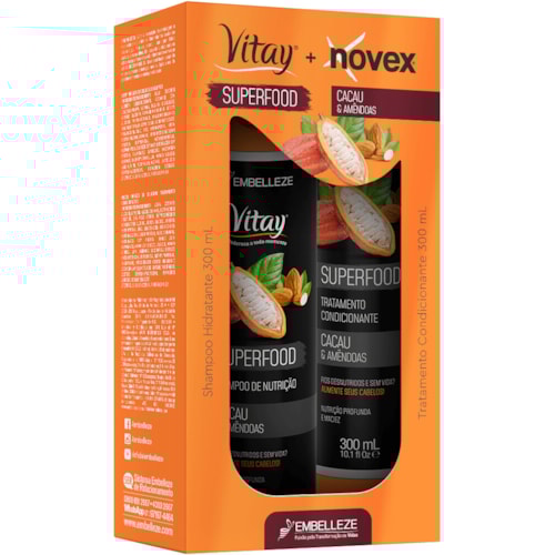 Kit Shampoo e Condicionador Novex+Vitay Cacau & Amêndoas 300ml