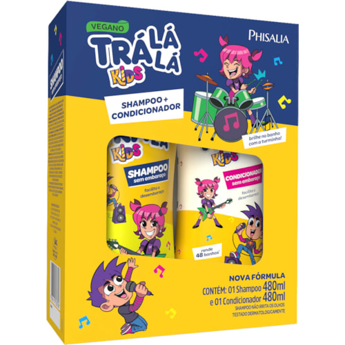 Kit Shampoo Infantil Trá Lá Lá Kids Sem Embaraço 480ml + Condicionador
