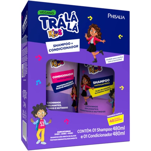 Kit Shampoo Trá Lá Lá Kids Cachos 480ml + Condicionador 480ml
