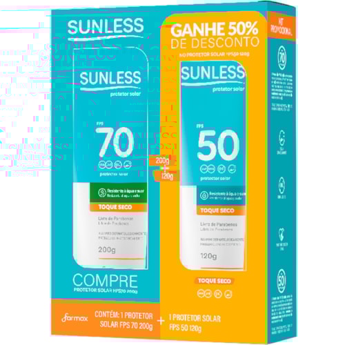 Kit Sunless Toque Seco Protetor Solar FPS70 200g + FPS50 120g