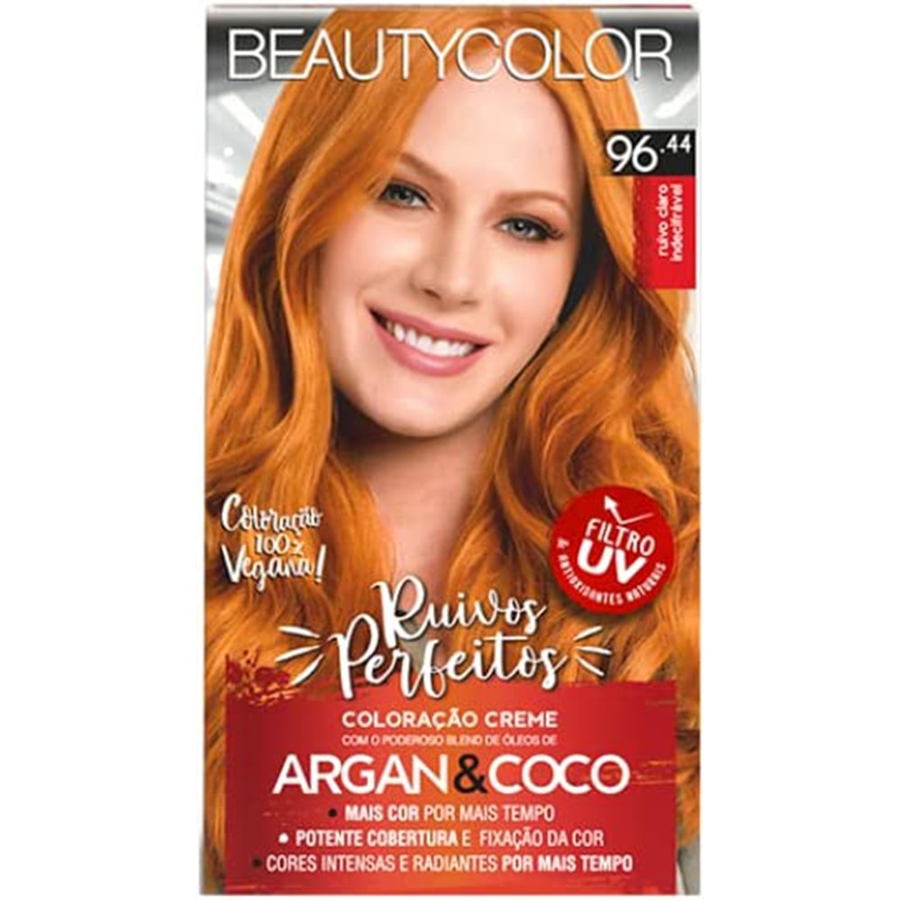 Kit Tinta Beautycolor Para Cabelos Ruivo Claro Indecifrável 96.44 - Destro