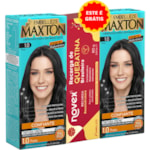 Kit Tintura Maxton Preto 1.0 2Un + Recarga Queratina Novex 80g