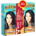 Kit Tintura Maxton Preto Azulado 1.7 2Un + Recarga Queratina Novex 80g