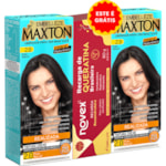 Kit Tintura Maxton Preto Natural 2.0 2Un + Recarga Queratina Novex 80g