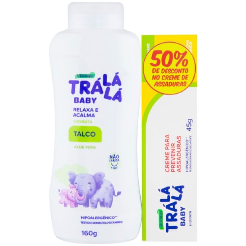 Kit Trá Lá Lá Baby Talco Aloe Vera 160g + Creme para Prevenir Assadura