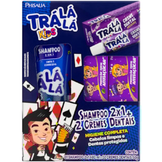 Kit Trá Lá Lá Kids Menino Shampoo 2 em 1 480ml + 2 Cremes Dentais 50g