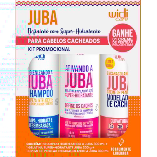Kit Widicare Juba Cacheados Shampoo+Creme de Pentear+Gelatina Capilar