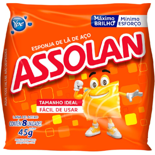 Lã de Aço Assolan Pacote de 45g com 8 Unidades