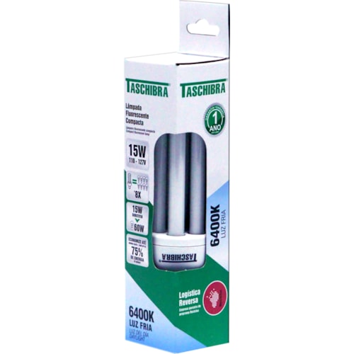 Lâmpada Fluorescente Taschibra Eletrônica 3U 15W 127V Branca