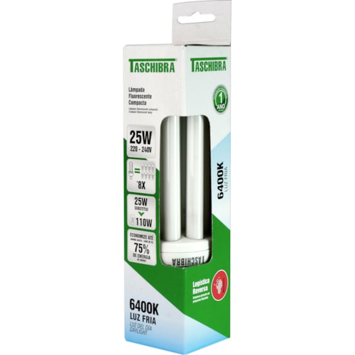 Lâmpada Fluorescente Taschibra Eletrônica 3U 25W 220V Branca