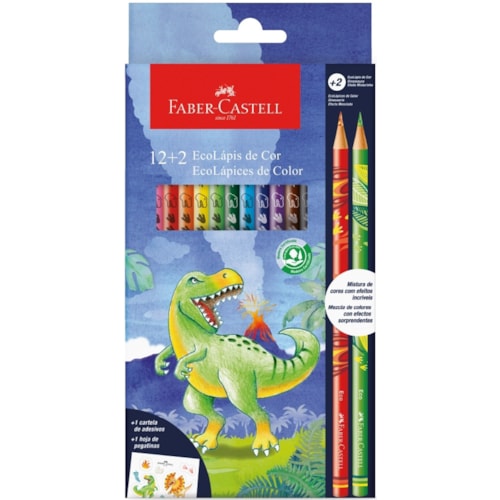 Lápis de Cor Faber-Castell Dinossauro 12 Cores