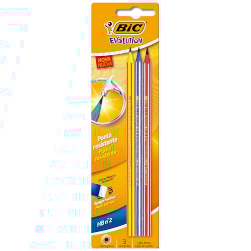 Lápis Preto Bic Evolution Pijama 3 Unidades