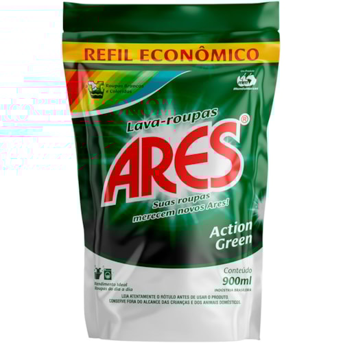 Lava Roupas Ares Action Green Refil Econômico 900ml