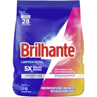 Lava Roupas Brilhante Limpeza Total Sachet 1,6Kg