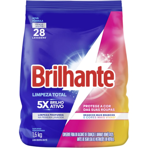 Lava Roupas Brilhante Limpeza Total Sachet 1,6Kg