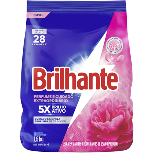 Lava Roupas em Pó Brilhante Cuidado Sachet 1,6Kg