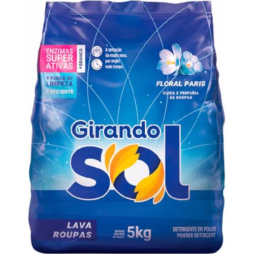 Lava Roupas Girando Sol Sachê Azul Floral Paris 5kg