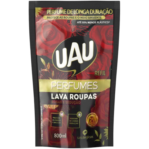Lava Roupas UAU Perfumes Rosas e Sedução Refil 800ml