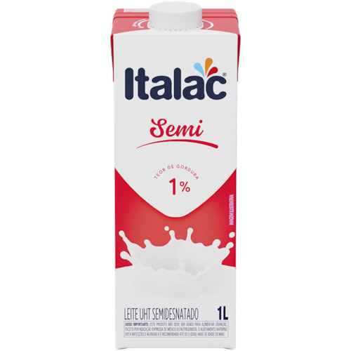 Leite Italac UHT Semi Desnatado Tetrapak Rosca 1L