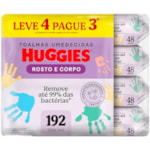 Lenço Umedecido Huggies Rosto e Corpo Leve 4Un Pague 3Un 192 Lenços