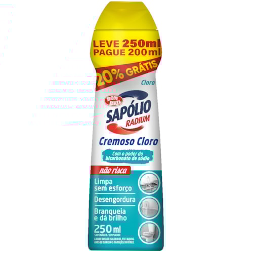 Limpador Sapólio Radium Cloro Leve 250ml Pague 200ml